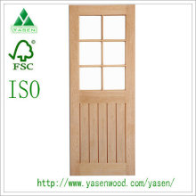 6 Glass Decorated Red Oak Wooden Door